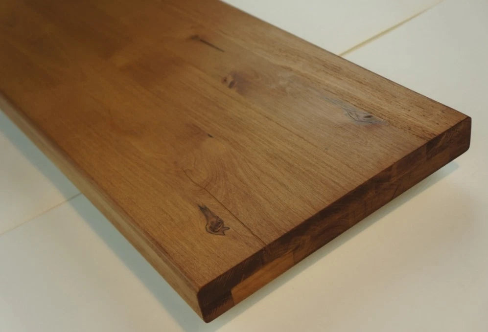 Shelf Stair tread Riser Windowsill Maple Rustic, full stave lamellas, 40 mm, 2-layer, Walnut oil