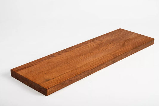 Shelf Stair tread Riser Windowsill Oak Rustic, full stave lamellas, 35 mm, 2-layer, Cherry oil