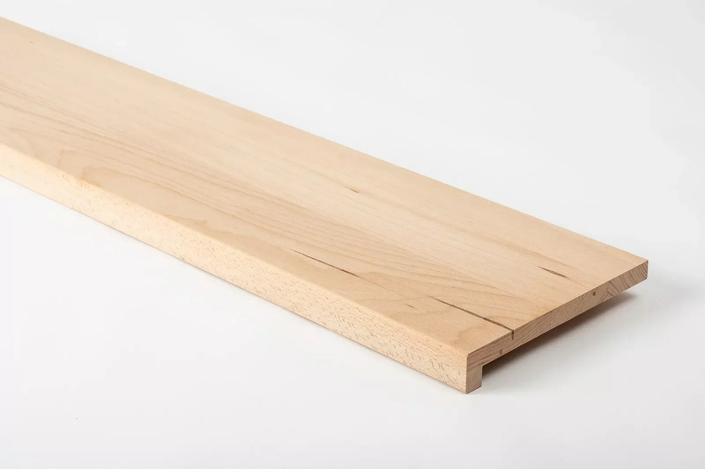 Stair tread Windowsill with overhang Steamed Beech A/B, full stave lamellas, 20 mm, Unfinished