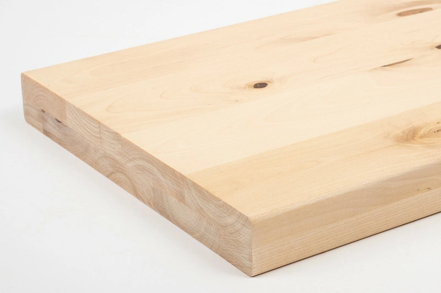 Shelf Stair tread Riser Windowsill Birch Rustic, full stave lamellas, 40 mm, 2-layer, Hard wax oil nature white