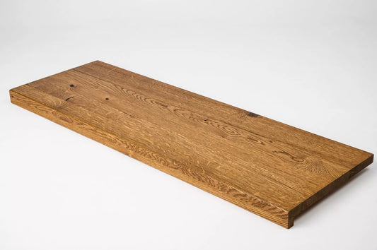 Stair tread Windowsill with overhang Oak Rustic, full stave lamellas, 26 mm, Antique oil