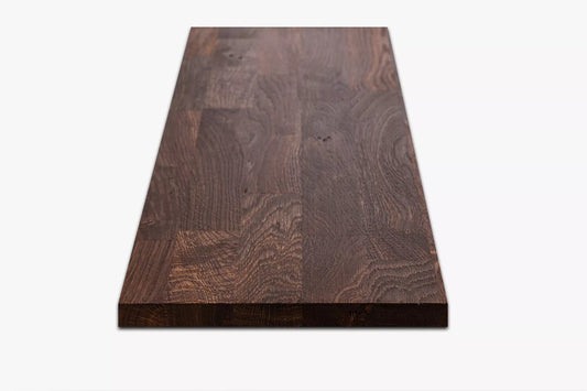 Stair tread Windowsill with overhang Smoked Oak Rustic, finger jointed lamellas, 20 mm, Matte lacquered