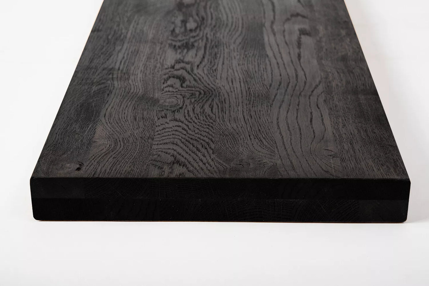 Shelf Stair tread Riser Windowsill Smoked Oak Rustic, full stave lamellas, 40 mm, 2-layer, Black oil