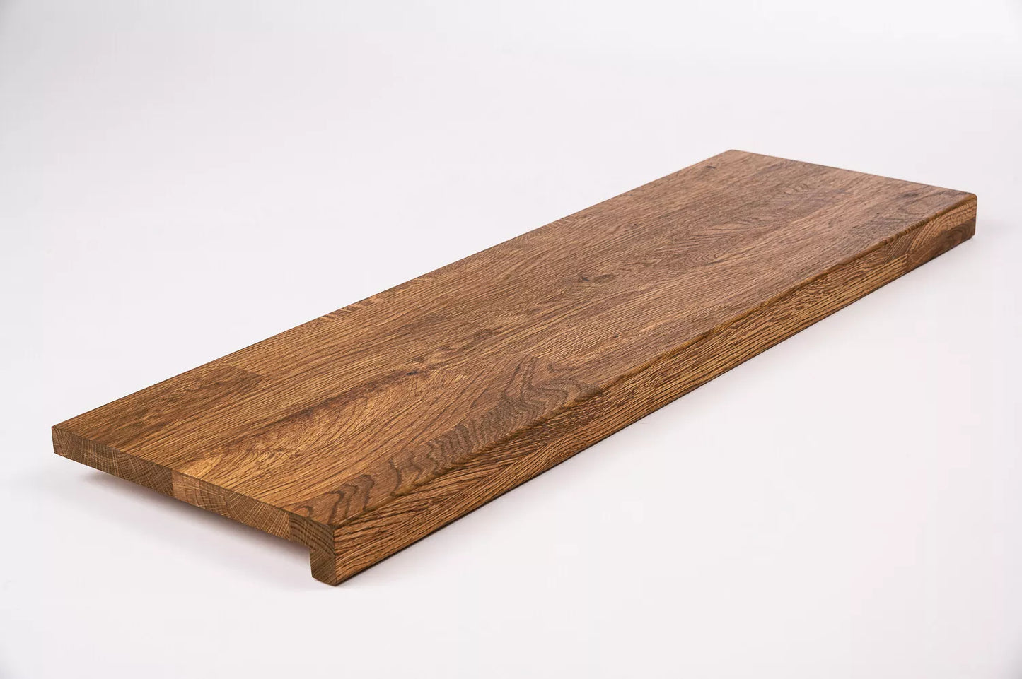 Stair tread Windowsill with overhang Oak Rustic, finger jointed lamellas, 26 mm, Antique oil