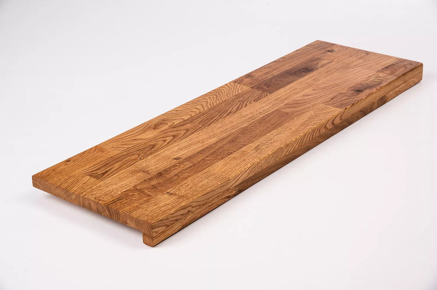 Stair tread Windowsill with overhang Oak Rustic, finger jointed lamellas, 20 mm, Natural oil