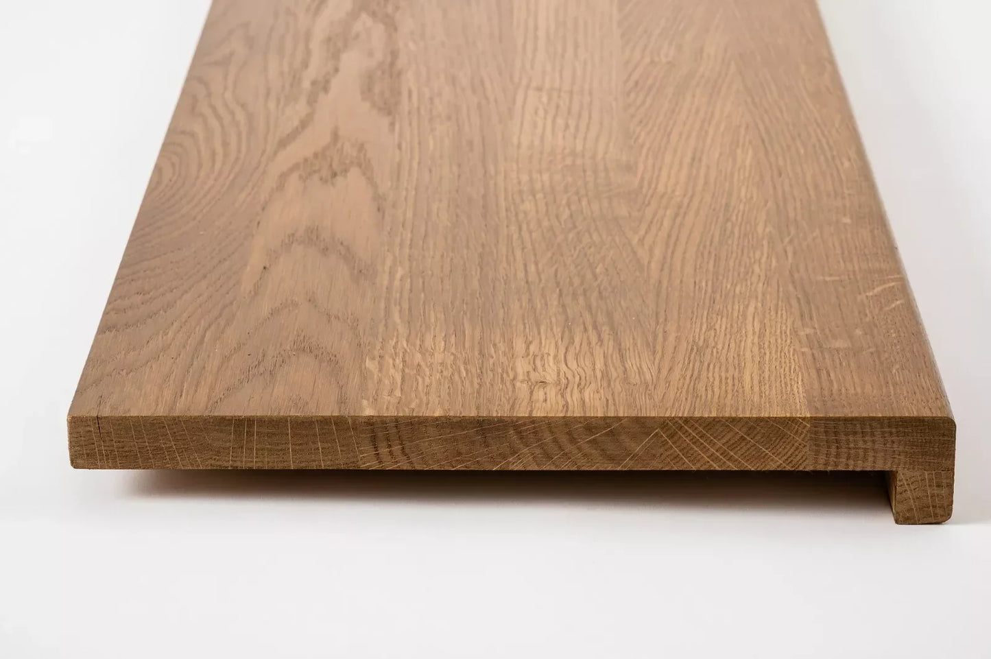Stair tread Windowsill with overhang Oak A/B, full stave lamellas, 16 mm, Bronze oil