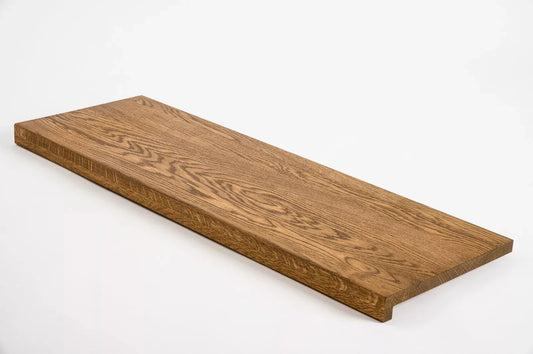 Stair tread Windowsill with overhang Oak A/B, full stave lamellas, 16 mm, Antique oil
