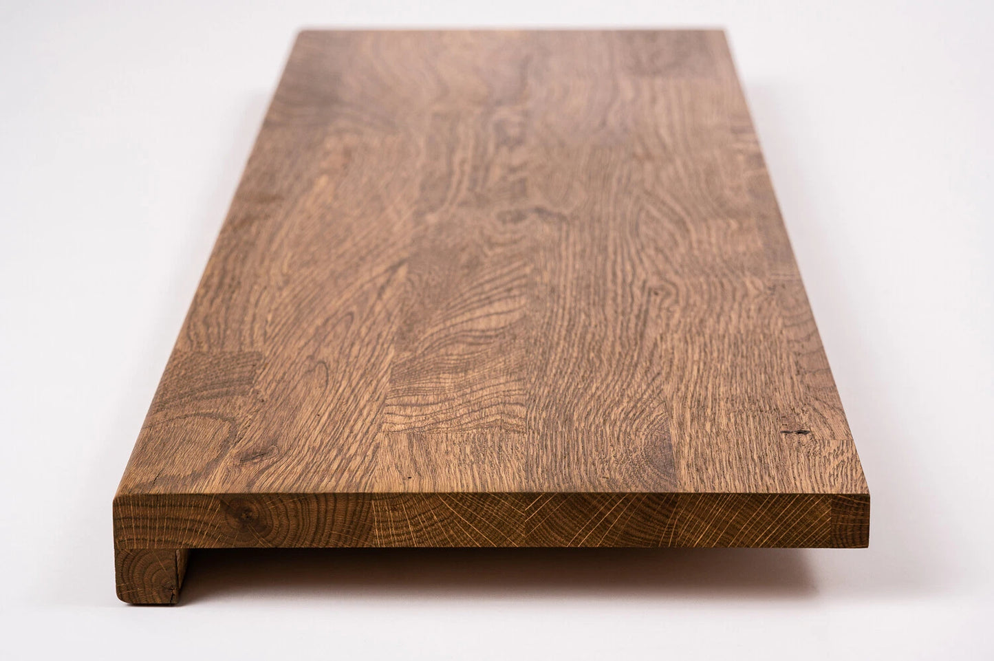 Stair tread Windowsill with overhang Oak Rustic, finger jointed lamellas, 20 mm, Antique oil