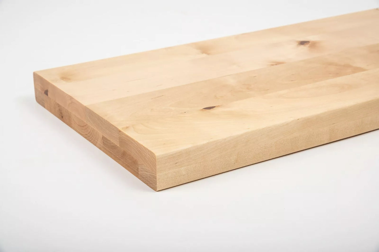 Shelf Stair tread Riser Windowsill Birch Rustic, full stave lamellas, 40 mm, 2-layer, Matte lacquere