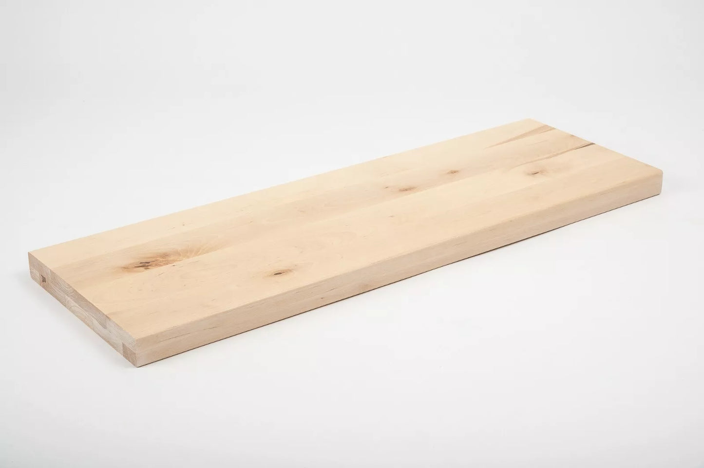 Shelf Stair tread Riser Windowsill Birch Rustic, full stave lamellas, 40 mm, 2-layer, White oil