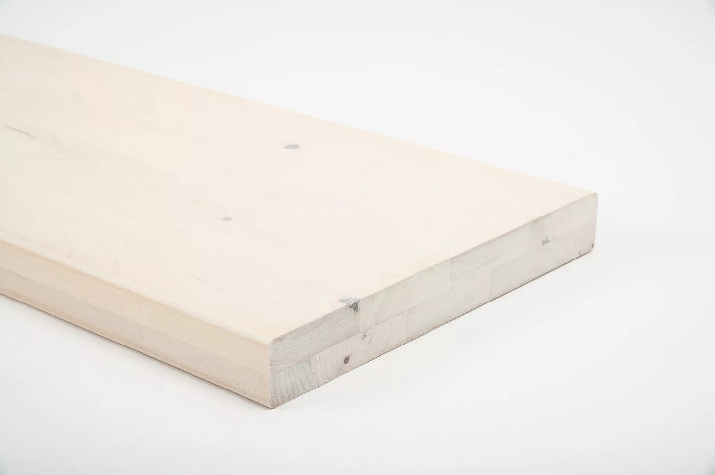 Shelf Stair tread Riser Windowsill Birch Rustic, full stave lamellas, 40 mm, 2-layer, Chalked white oil