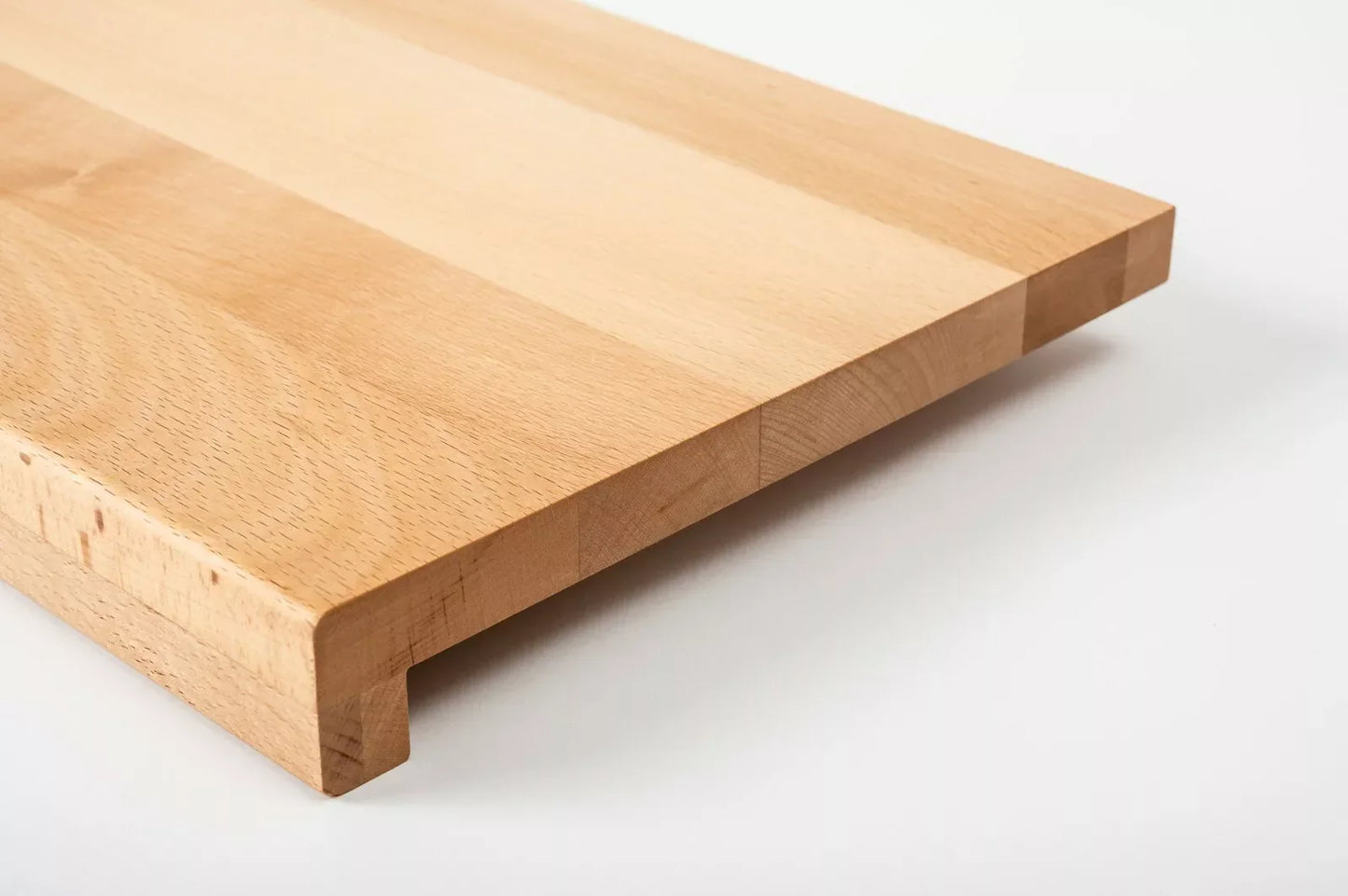 Stair tread Windowsill with overhang Steamed Beech A/B, full stave lamellas, 20 mm, Hard wax oil natur (colourless)