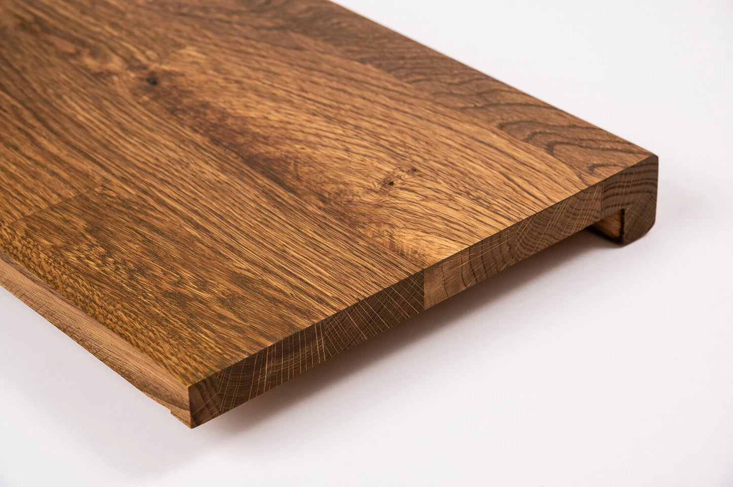 Stair tread Windowsill with overhang Oak Rustic, finger jointed lamellas, 20 mm, Antique oil
