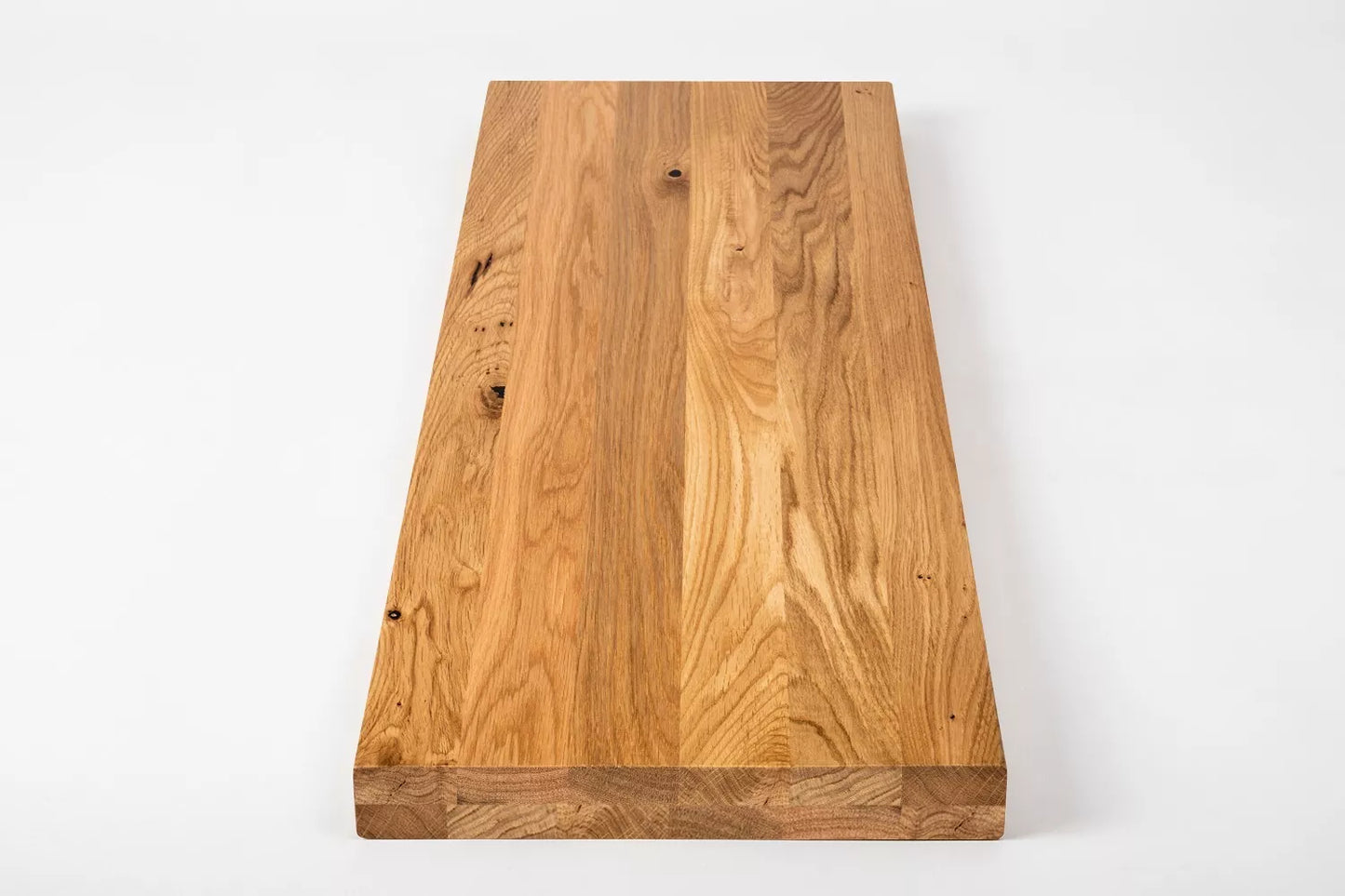 Shelf Stair tread Riser Windowsill Oak Rustic, full stave lamellas, 40 mm, 2-layer, Matte lacquered