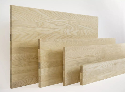 Panneau massif contrecollé DIY Frêne A/B, lamelles entières de largeur aléatoire, 26 mm
