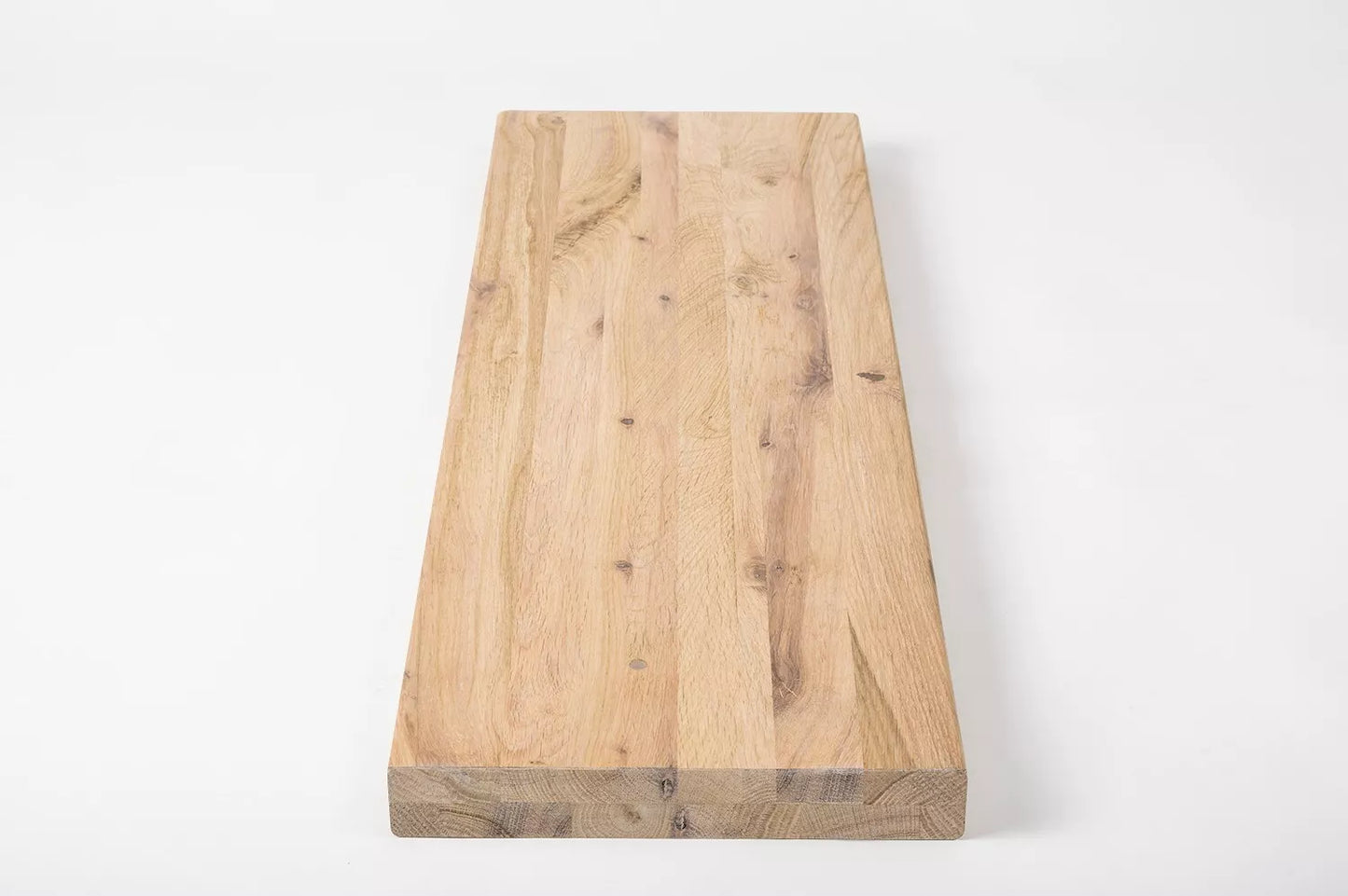 Shelf Stair tread Riser Windowsill Oak Rustic, full stave lamellas, 35 mm, 2-layer, White oil