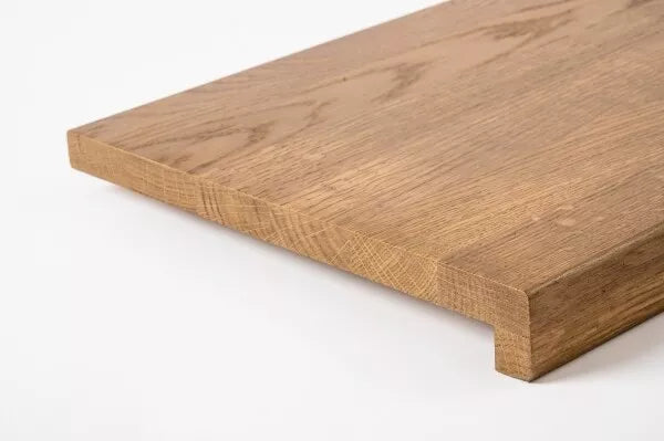 Stair tread Windowsill with overhang Oak A/B, finger jointed lamellas, 20 mm, Bronze oil