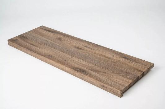 Stair tread Windowsill with overhang Smoked Oak Rustic, full stave lamellas, 16 mm, White oil