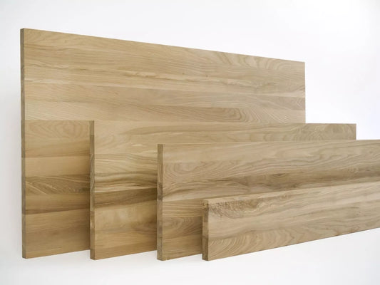 Panneau massif contrecollé DIY Frêne cœur brun A/B, lamelles pleine largeur, largeur aléatoire, 26 mm