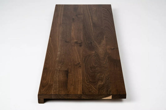 Stair tread Windowsill with overhang Smoked Oak Rustic, full stave lamellas, 20 mm, Hard wax oil Natural (colourless)