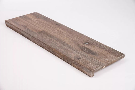 Stair tread Windowsill with overhang Smoked Oak Rustic, finger jointed lamellas, 20 mm, White oil