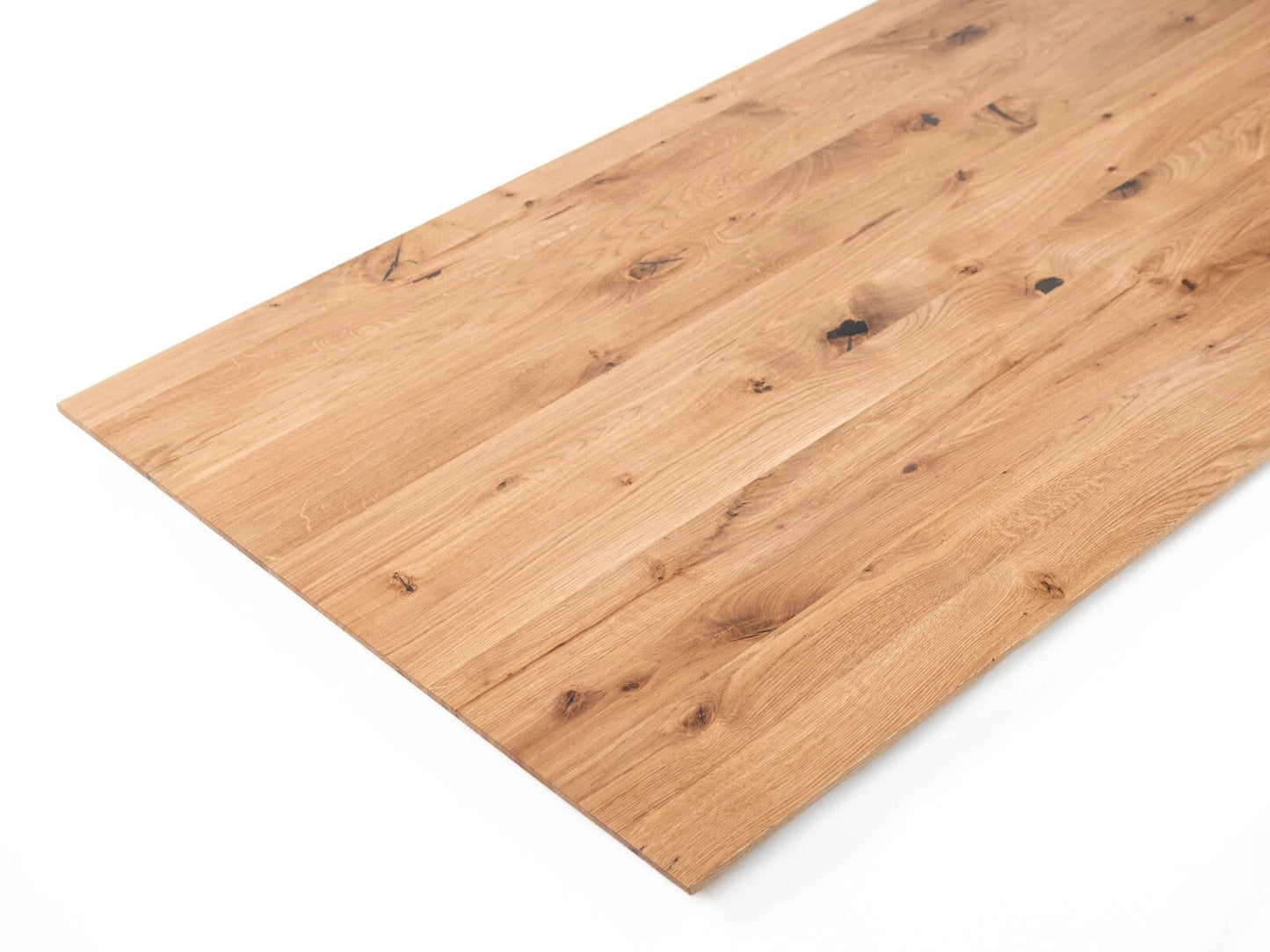 Plan de travail rectangulaire Chêne rustique, lamelles entières, 52 mm, 3 couches, laqué mat