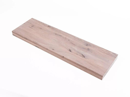 Contremarche de marche d'escalier Repose-fenêtre Chêne Rustique, lamelles pleines, 52 mm, 3 couches, huile blanche cendrée