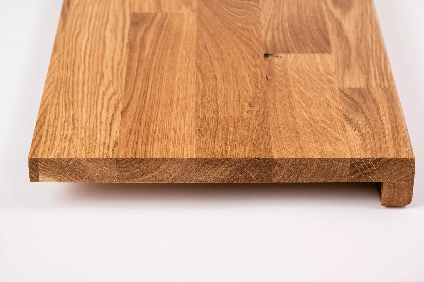 Stair tread Windowsill with overhang Oak Rustic, finger jointed lamellas, 20 mm, Matte lacquered