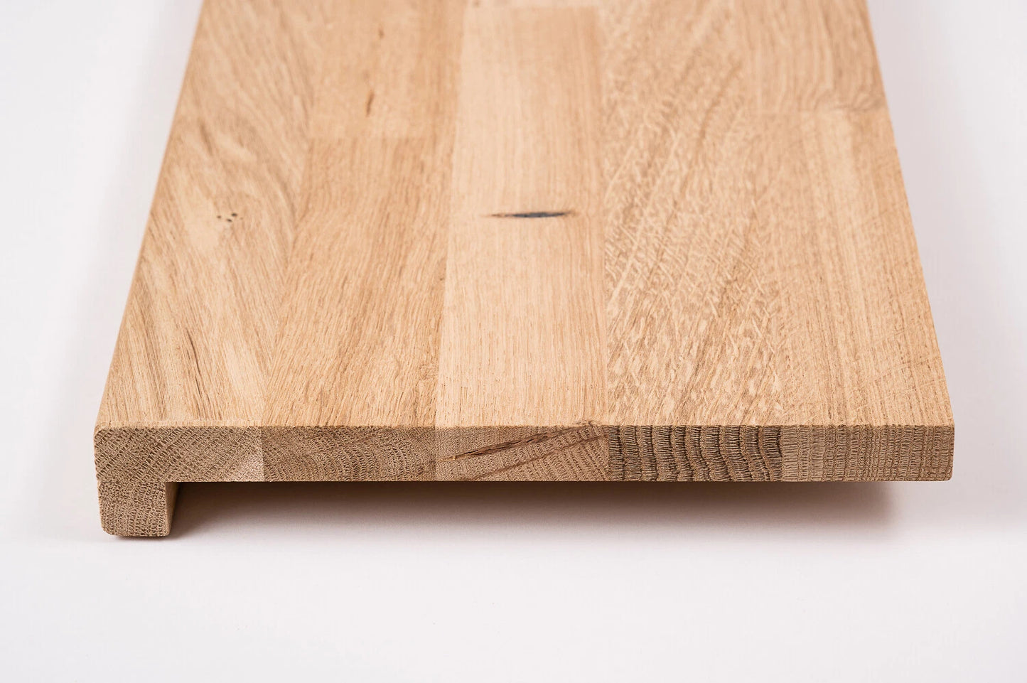 Stair tread Windowsill with overhang Oak Rustic, finger jointed lamellas, 20 mm, Unfinished