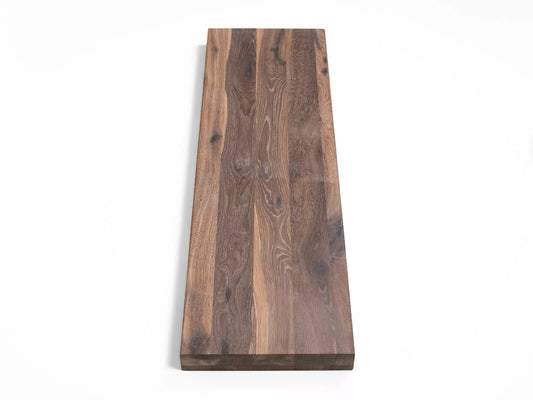 Etagère Marche d'escalier Rehausseur Appui de fenêtre Chêne rustique fumé, lamelles entières, 52 mm, 3 plis, Huile blanche
