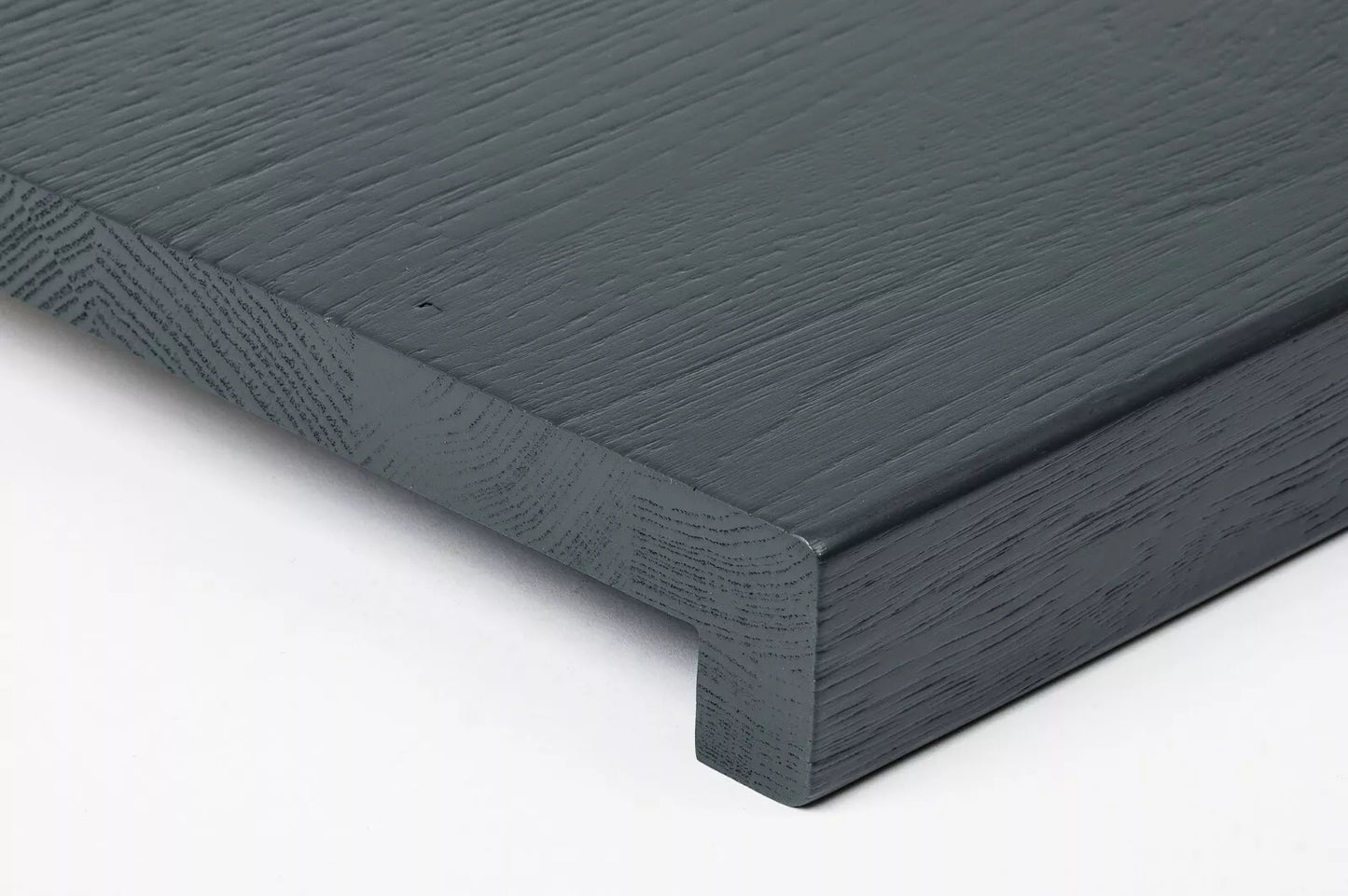 Stair tread Windowsill with overhang Oak Rustic, finger jointed lamellas, 20 mm, Brushed, Anthracite gray lacquered (RAL7016)