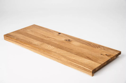 Stair tread Windowsill with overhang Oak Rustic, full stave lamellas, 26 mm, Hard wax oil Natural (colourless)