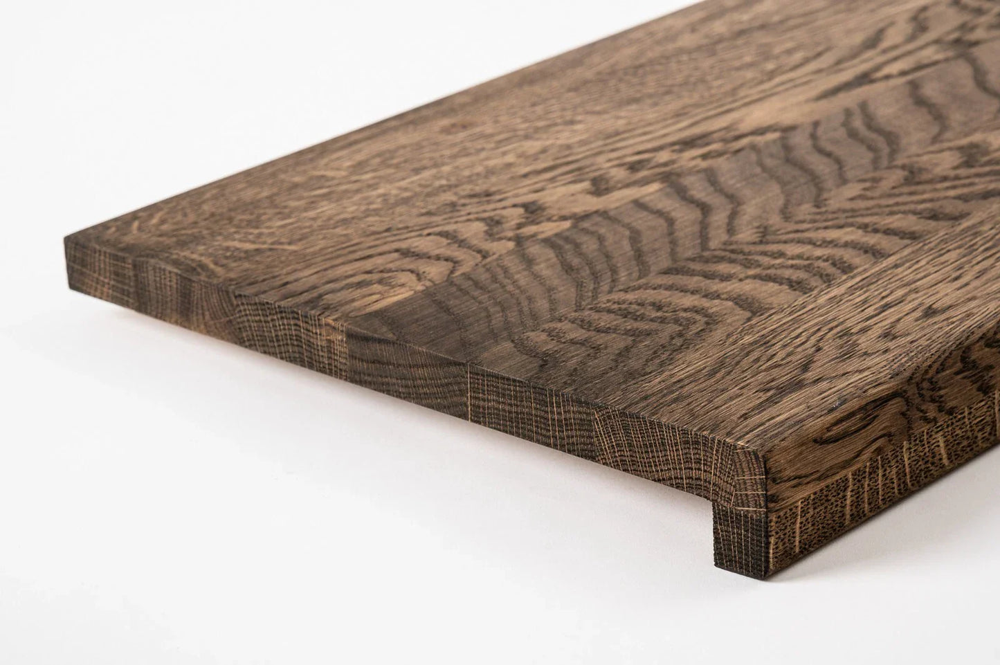 Stair tread Windowsill with overhang Oak A/B, full stave lamellas, 16 mm, Smoked oil