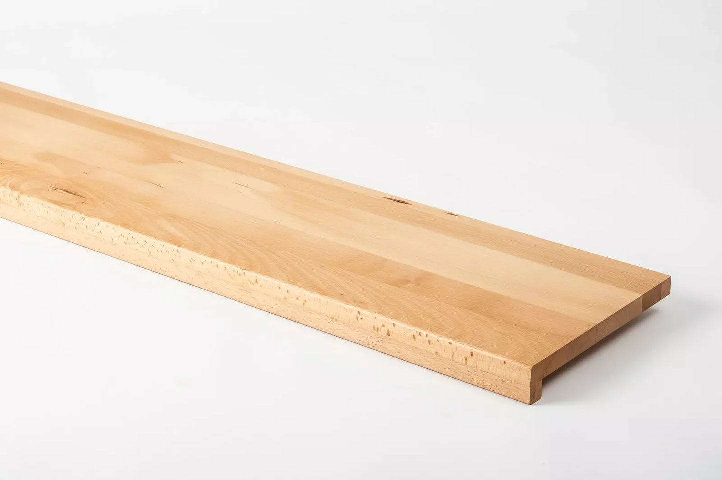 Stair tread Windowsill with overhang Steamed Beech A/B, full stave lamellas, 20 mm, Hard wax oil natur (colourless)