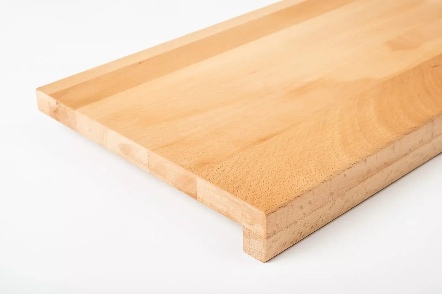 Stair tread Windowsill with overhang Steamed Beech A/B, full stave lamellas, 20 mm, Hard wax oil natur (colourless)