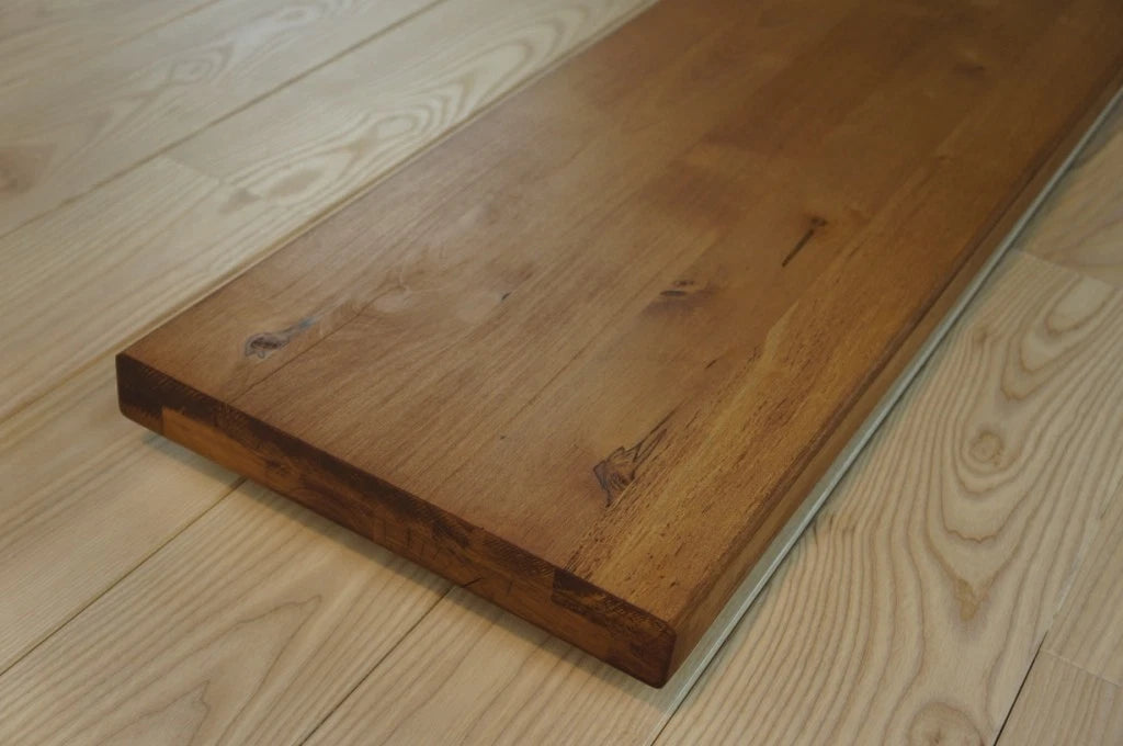 Shelf Stair tread Riser Windowsill Maple Rustic, full stave lamellas, 40 mm, 2-layer, Walnut oil
