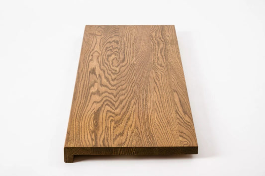 Stair tread Windowsill with overhang Oak A/B, full stave lamellas, 16 mm, Antique oil