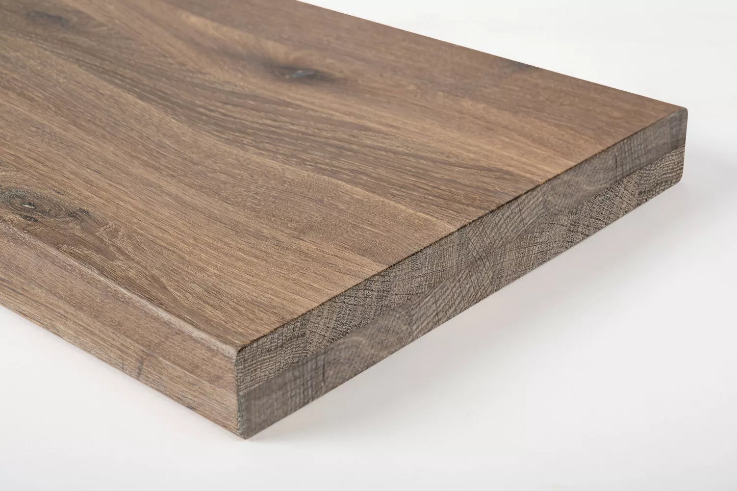 Shelf Stair tread Riser Windowsill Smoked Oak Rustic, full stave lamellas, 35 mm, 2-layer, White oil