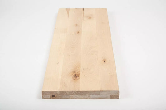 Shelf Stair tread Riser Windowsill Birch Rustic, full stave lamellas, 40 mm, 2-layer, White oil