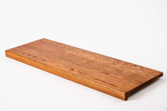 Stair tread Windowsill with overhang Oak A/B, full stave lamellas, 16 mm, Cherry oil
