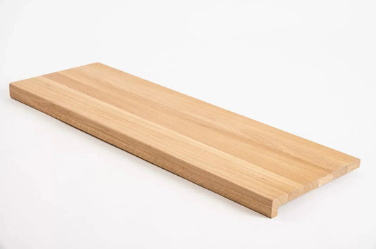 Stair tread Windowsill with overhang Oak A/B, full stave lamellas, 16 mm, Hard wax oil Natural white