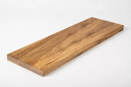 Shelf Stair tread Riser Windowsill Oak Rustic, full stave lamellas, 35 mm, 2-layer, Bronze oil
