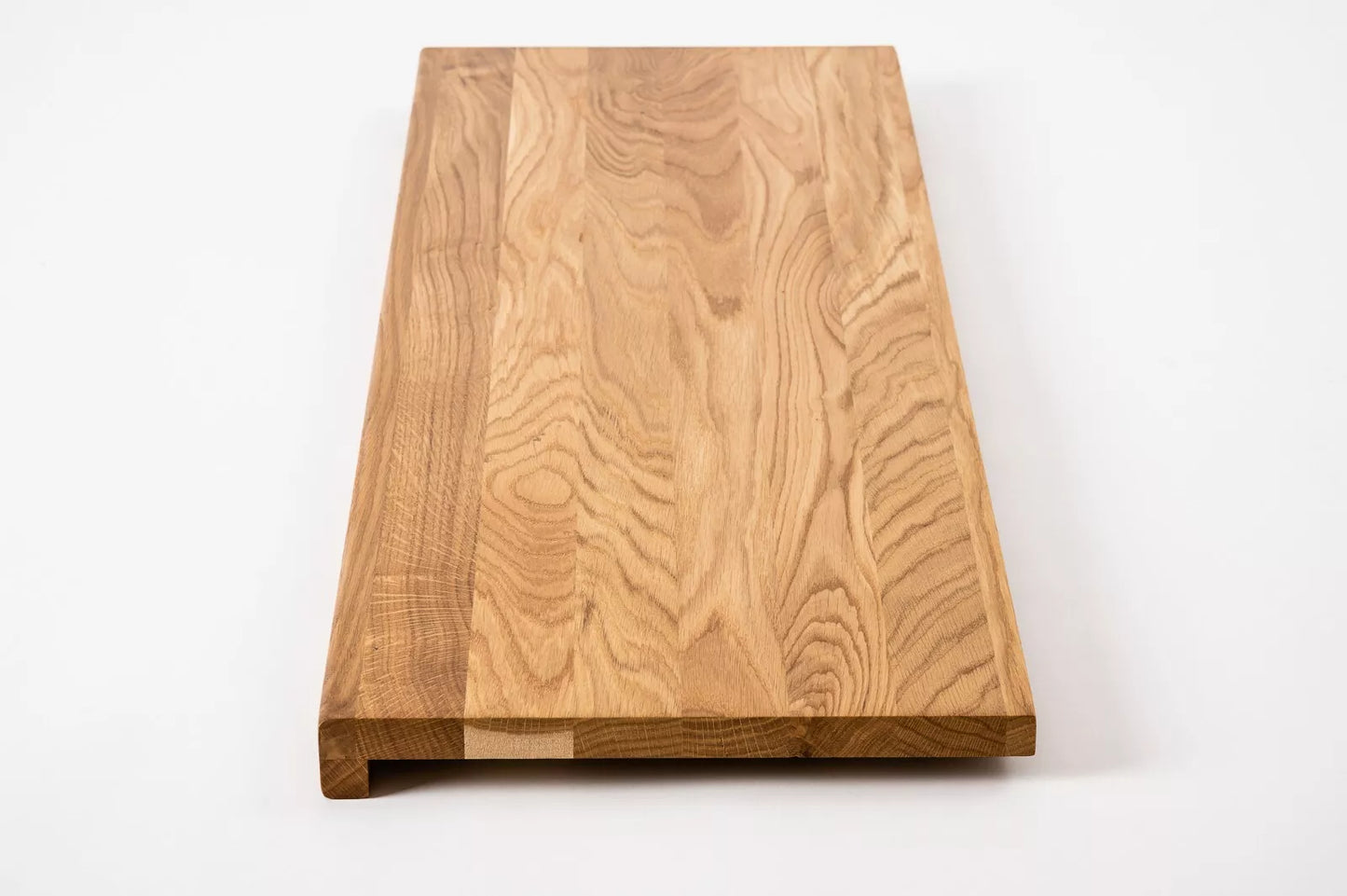 Stair tread Windowsill with overhang Oak A/B, full stave lamellas, 16 mm, Matte lacquered