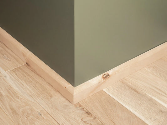Solid Skirting Board Birch Rustic 24x60mm Hard wax oil Natural white 2000 mm with radius 20mm without filling