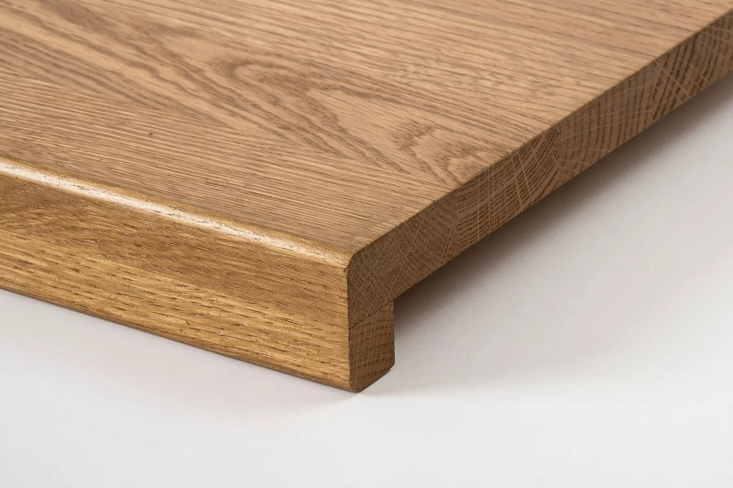Stair tread Windowsill with overhang Oak A/B, full stave lamellas, 16 mm, Bronze oil