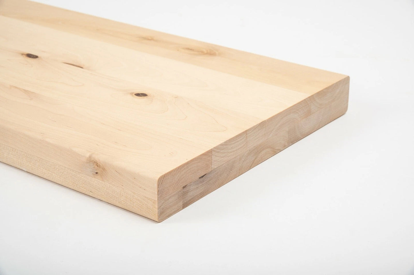 Shelf Stair tread Riser Windowsill Birch Rustic, full stave lamellas, 40 mm, 2-layer, Hard wax oil nature white