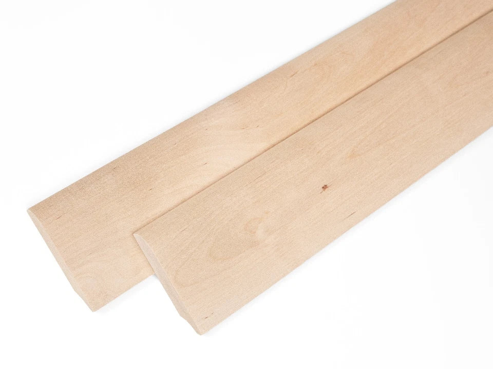 Plinthe en bouleau massif A/B 24 x 80 mm Huile de cire dure Naturelle Blanc 2000 mm avec rayon de 20 mm