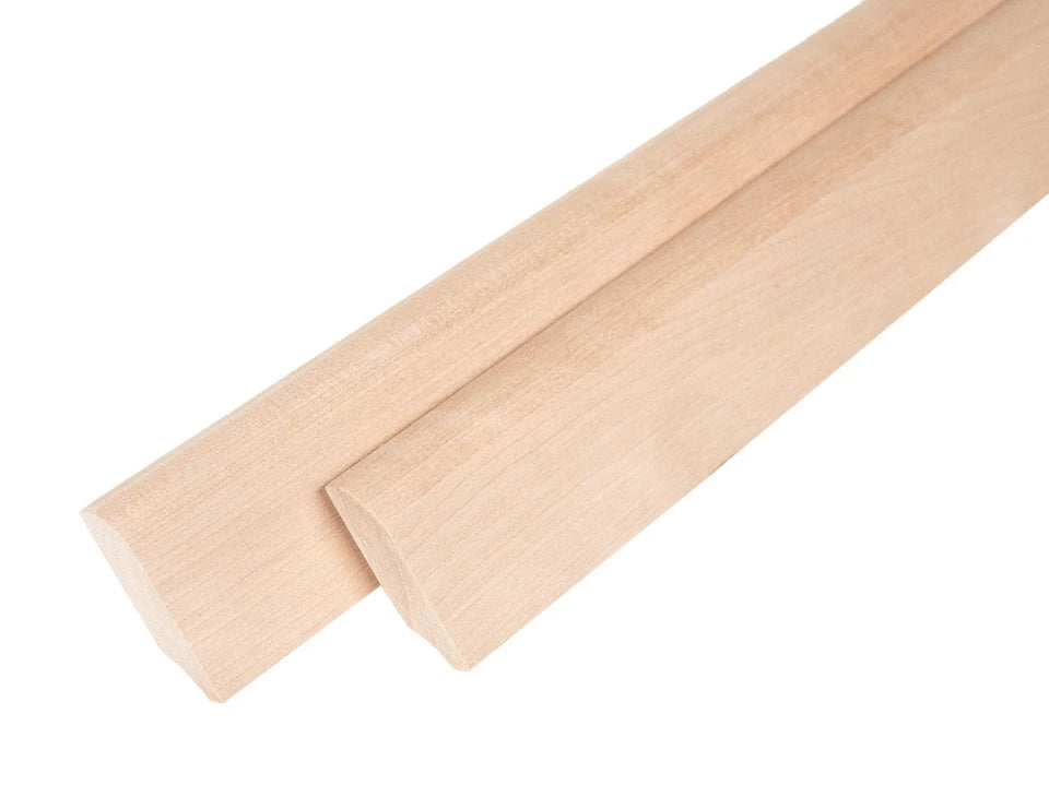 Solid Skirting Board Birch A/B 24x60mm Hard wax oil Natural white 2000 mm with radius 20mm