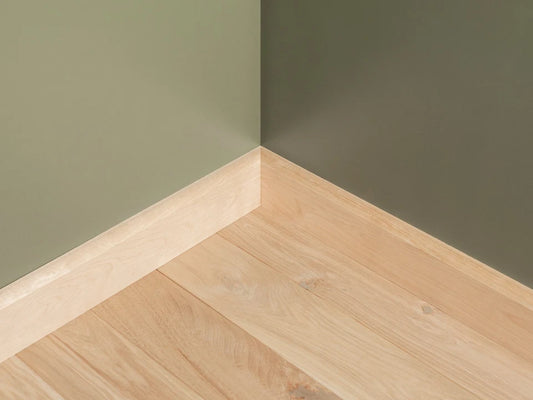 Solid Skirting Board Birch A/B 24x100mm Hard wax oil Natural white 2000 mm with radius 20mm