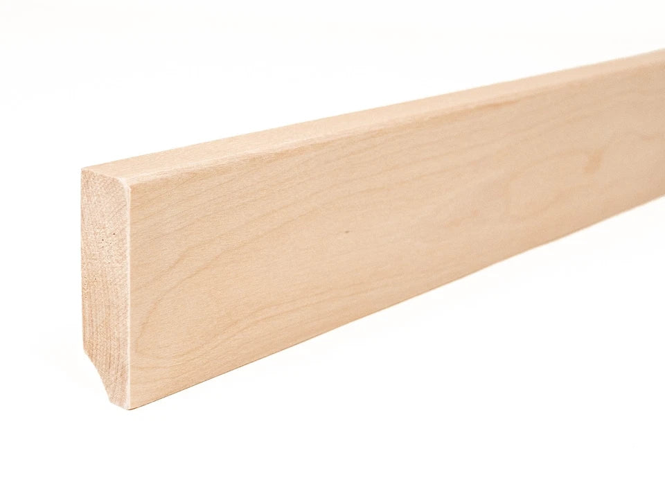 Solid Skirting Board Birch A/B 24x80mm Hard wax oil Natural white 2000 mm with radius 5mm
